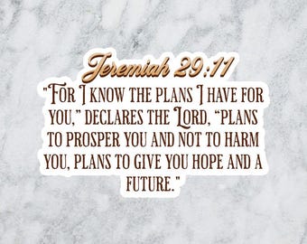 Jeremiah 29:11 Bible Verse Sticker - Faith Based Stickers