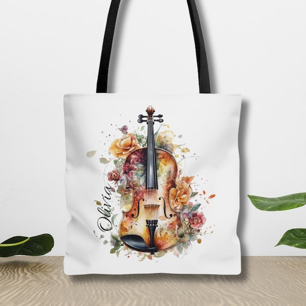 Custom Violin Tote Bag Gift for Violin Student Personalized Music Teacher Gift Present for Violinist Violin Teacher Gift Musician Tote Bag
