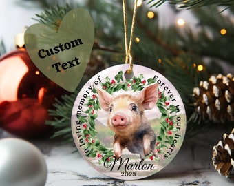 Custom Pig Christmas Ornament, Pig Memorial Ornament, Pig Loss Ornament, Pet Loss Keepsake, Custom Personalized Pig Ornament, Pig Gift Xmas