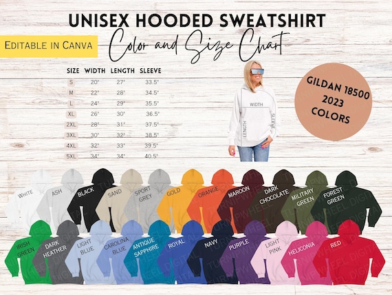 Gildan 18500 color chart online