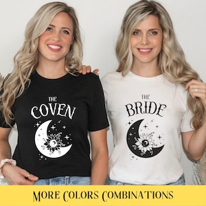 Bride&#39;s Coven Bachelorette Party Shirt Bride Bridesmaid T-Shirt Celestial Bridal Party Gifts Wedding Tee Witch Halloween Gift Spooky Bride