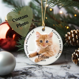 Custom Cat Memorial Christmas Ornament Personalized Picture Pet Charm Pet Memorial Custom Image Cat Name Date Pet Cat Keepsake Gift Ornament
