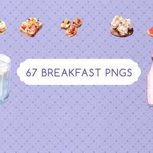 Watercolor Breakfast Clipart Bundle, Food Illustrations (PNG Digital ...