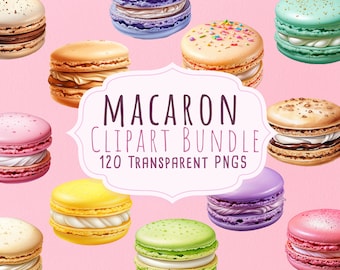 120 Yummy Macaron Digital Clipart Bundle, Digital French Macaron illustration pack, Clip-art Collection set, High Quality Instant Download