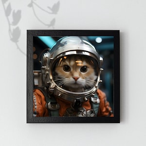 Katze Astronaut, Katze Wand Kunst Poster, Katze Tier Liebhaber Geschenk, Ungerahmt