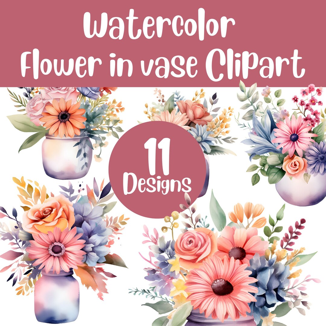 Flowers in Vase PNG Bundle Flower Bouquets Spring Elements Commercial ...