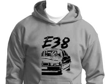 E38 7 Series Old School Sweater Desing DTG Print Logo Sweatshirt Adult Car Lover Cotton and Polyester Hoodie Long sleeve Amazing Gift