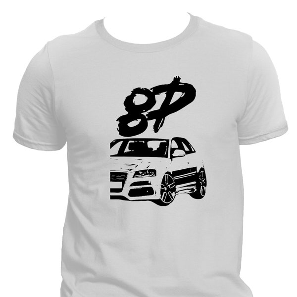 A3, (8P) 2003 - 2012 T-shirt Nouveau logo imprimé DTG Chemise à manches courtes Incroyable adulte amateur de voiture en coton naturel Cadeau pour homme et femme