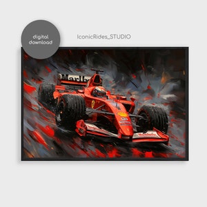 Michael Schumacher Ferrari F1 Oil Painting Art Print (Digital Download)