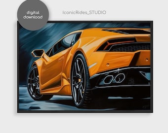 Lamborghini Huracán Painting, Luxury Supercar Wall Art, Exotic Car Print, Lamborghini artwork / Digital Download
