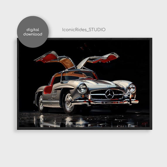 Mercedes-benz 300 SL Gullwing Oil Painting: Classic Car Art