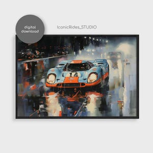 Porsche 917K Gulf Painting: Vintage Automotive Poster (Digital Download)