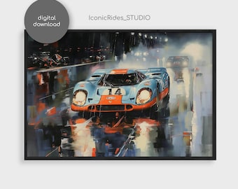 Porsche 917K Golf Wandkunst, Vintage Le Mans Rennauto Poster, Klassischer Porsche Druck, Auto Liebhaber Geschenk, Garage Dekor, Digitaler Download