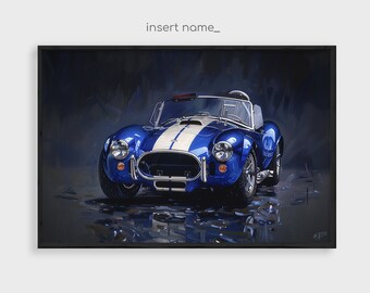 Shelby Cobra Oil Painting, Automotive Timeless Poster, Ford Shelby Cobra Painting Print, Classic Car Painting / Digital Download