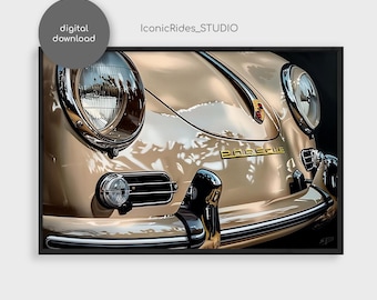 Porsche 356 Speedster Wall Art, Vintage Classic Car Oil Painting Poster, Porsche Print, Car Lover Gift, Garage Decor, Digital Download