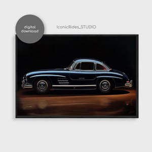 Mercedes-Benz 300 SL Oil Painting Art Print (Digital Download)