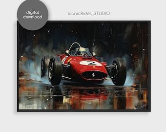 Ferrari F1 1965 Ölgemälde Druck: Automobile Motorsport Kunst (Digitaler Download)