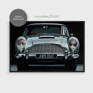 Aston Martin DB5 Poster - Oil Painting Style Car Art - James Bond Classic Car Print - Wall Decor - Digital Download