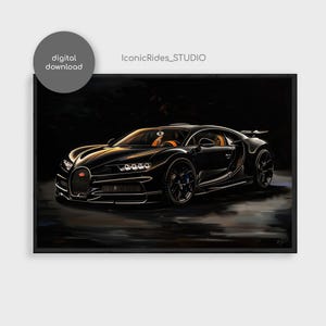 Bugatti Chiron Painting, Automotive Decor, Bugatti Art, Super Car Painting, Gift for him / Digital Download