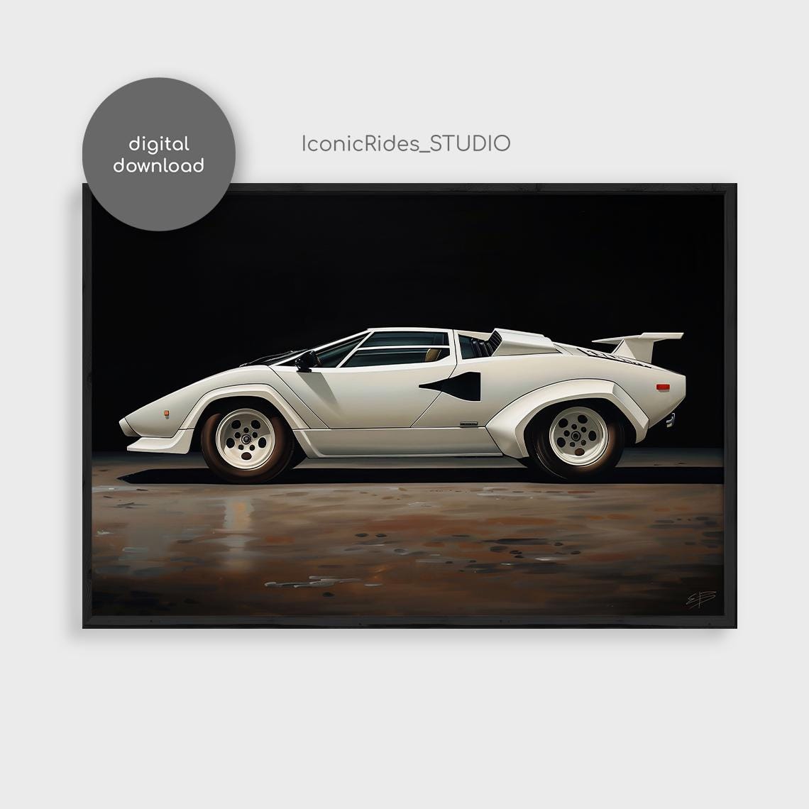 Lamborghini Countach oil Painting, Automotive Supercar Poster, Lambo Print, Classic Car Painting / Digital Download
