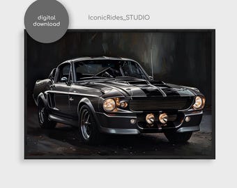 Eleanor Mustang GT500-poster – schilderij oldtimer – Ford Mustang-muurkunst – digitale download