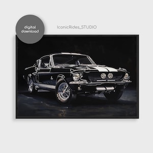 1967 Mustang Shelby GT500 Oil Painting: Classic Muscle Car Art (Digital Download)