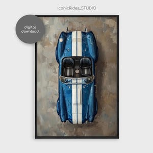 Shelby Cobra Wall Art, Classic Muscle Car Oil Painting Print, Vintage Ford Poster, Car Enthusiast Gift, Garage Decor, Digital Download