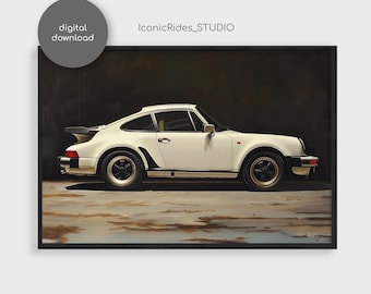 Porsche Wall Art, Sports Car Poster Print, Oil Painting Style, Gift for Car Lover, Garage Decor, Man Cave Print, Digital Download