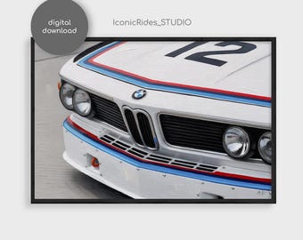 BMW Oil Painting Style Wall Art, M Power Racing Poster, Sports Car Print, Gift for Car Lover, Garage Decor, Man Cave, Digital Download