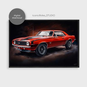 シボレー カマロ SS ポスター – マッスルカー ペインティング – クラシック シボレー ウォールアート – デジタルダウンロード