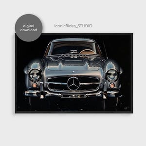 Mercedes-benz 300 SL Gullwing Oil Painting: Classic Car Art