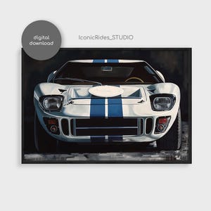 Ford GT40 Poster - Oil Painting Style Classic Car Art - GT40 Wall Print - Automotive Decor - Gift for Him - Digital Download