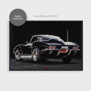 Chevrolet Corvette Sting Ray Painting, Automotive decor, Corvette Wall art, Muscle Car Painting / Digital Download