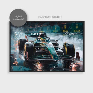 Fernando Alonso Aston Martin F1 Oil Painting (Digital Download)