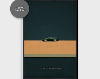 Porsche 911 GT3 Minimalist Wall Art, Modern Porsche Poster, Sports Car Print, Gift for Car Lover, Garage Decor, Digital Download