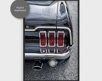 1968 Ford Mustang GT Wall Art, Classic Muscle Car Poster Print, Garage Decor Gift, Digital Download