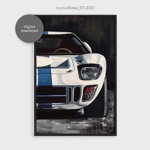 Ford GT40 Oil Painting, automotive painting, Canvas GT40 Print, Classic car art, Ford GT Painting, gift for him / Digital Download