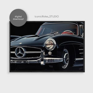 Mercedes-Benz 300 SL Painting, Automotive Decor, Classic Mercedes, Car Painting / Digital Download