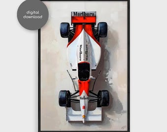 アイルトン・セナのモナコ絵画：F1モータースポーツアート（デジタル
