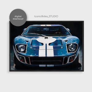 Ford GT40 Painting, Automotive Sport Art, Poster of GT40, Ford GT Painting, Car Poster / Digital Download