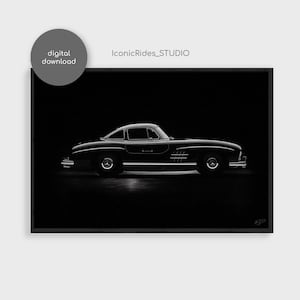 Mercedes-Benz 300 SL Silhouette Art Print: Automotive Poster (Digital Download)