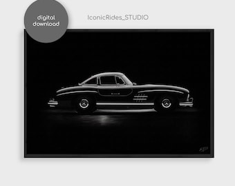 Mercedes-benz 300 SL Gullwing Oil Painting: Classic Car Art