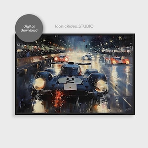 Vintage Car Race Painting, Timeless Automotive Poster, Motorsport Painting, Race Track Poster / Digital Download