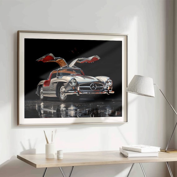Mercedes-benz 300 SL Gullwing Oil Painting: Classic Car Art