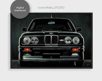 May include: A black BMW M3 with the front grille and headlights visible. The car is in focus and the background is blurred.