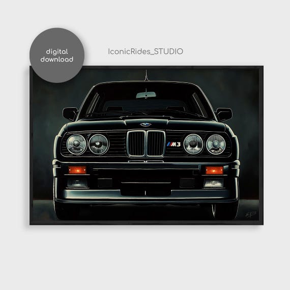 BMW M3 E30 Poster: Classic Car Oil Painting Art (digital Download