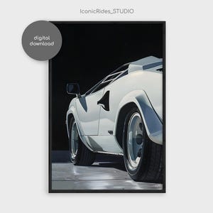 Lamborghini Countach Oil Painting: 1988 Classic Car Poster (Digital Download)