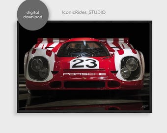 Porsche 917K Wandkunst, Rotes Le Mans Racing Poster, Klassisches Rennauto Poster, Geschenk für Autoliebhaber, Garagendekor, Digitaler Download