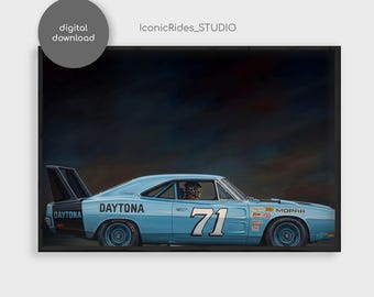 Dodge Charger Daytona 71 Wall Art, Muscle Car Poster Print, Racing Decor, Auto Gift, Digital Download