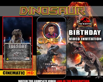 Dinosaur Video Invitation, video invitation, party invitation, digital invitation